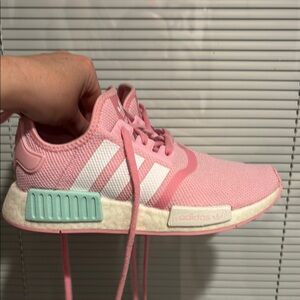 Adidas Pink and White Sneakers with Boost Midsole